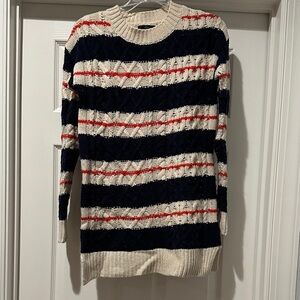 Striped Navy and Cream Long Sweater